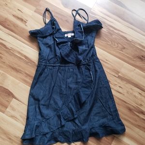 Dollhouse dark blue denim ruffled spaghetti strap dress Size 9